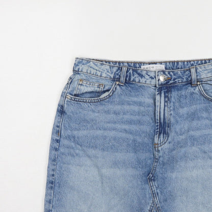 Primark Women Blue UK 16 High Rise Denim Mini Pencil Skirt Pockets