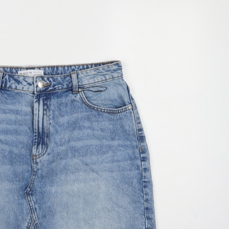 Primark Women Blue UK 16 High Rise Denim Mini Pencil Skirt Pockets