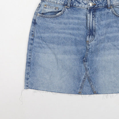 Primark Women Blue UK 16 High Rise Denim Mini Pencil Skirt Pockets