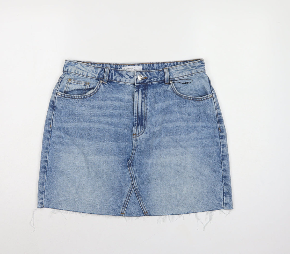 Primark Women Blue UK 16 High Rise Denim Mini Pencil Skirt Pockets