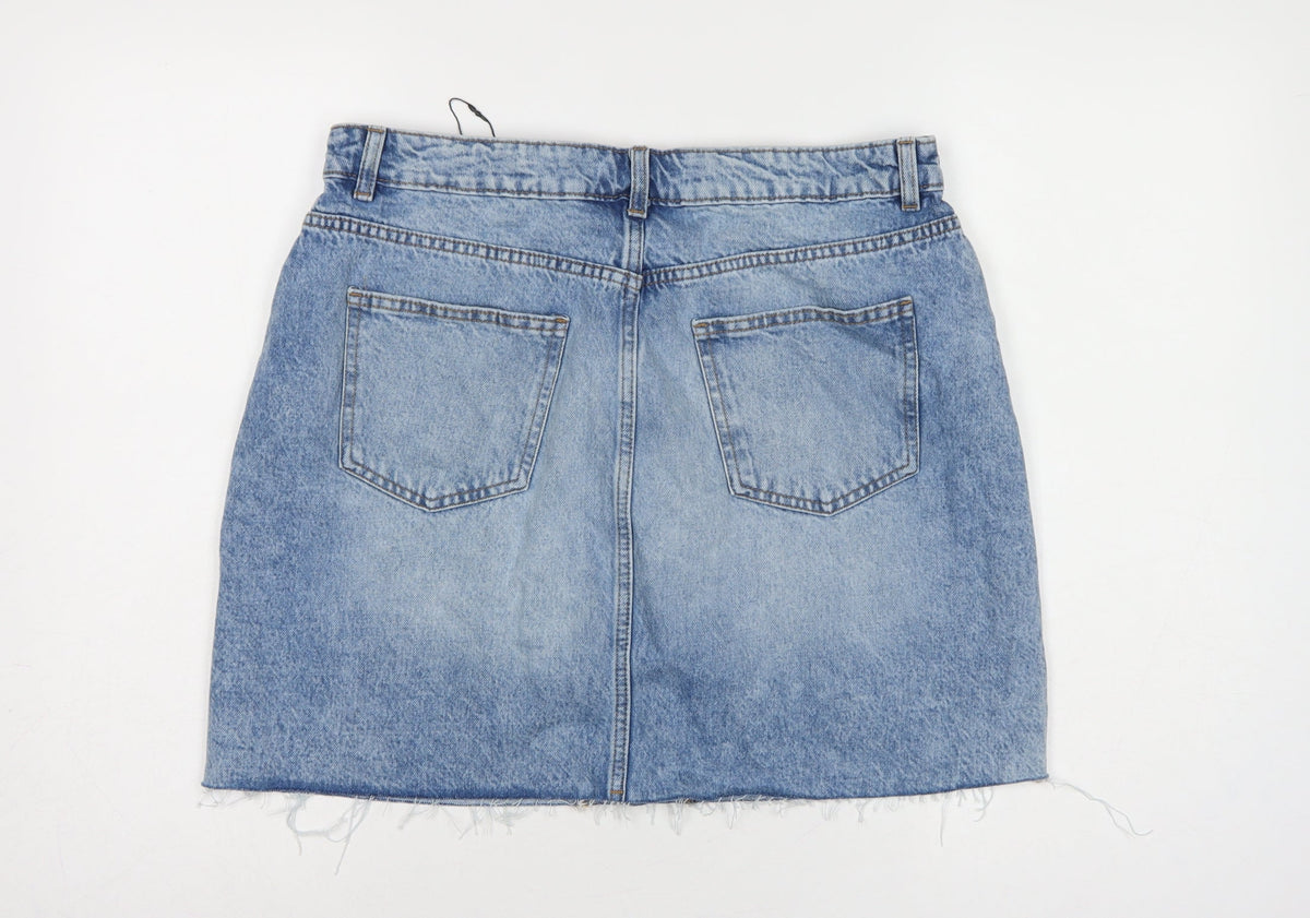 Primark Women Blue UK 16 High Rise Denim Mini Pencil Skirt Pockets