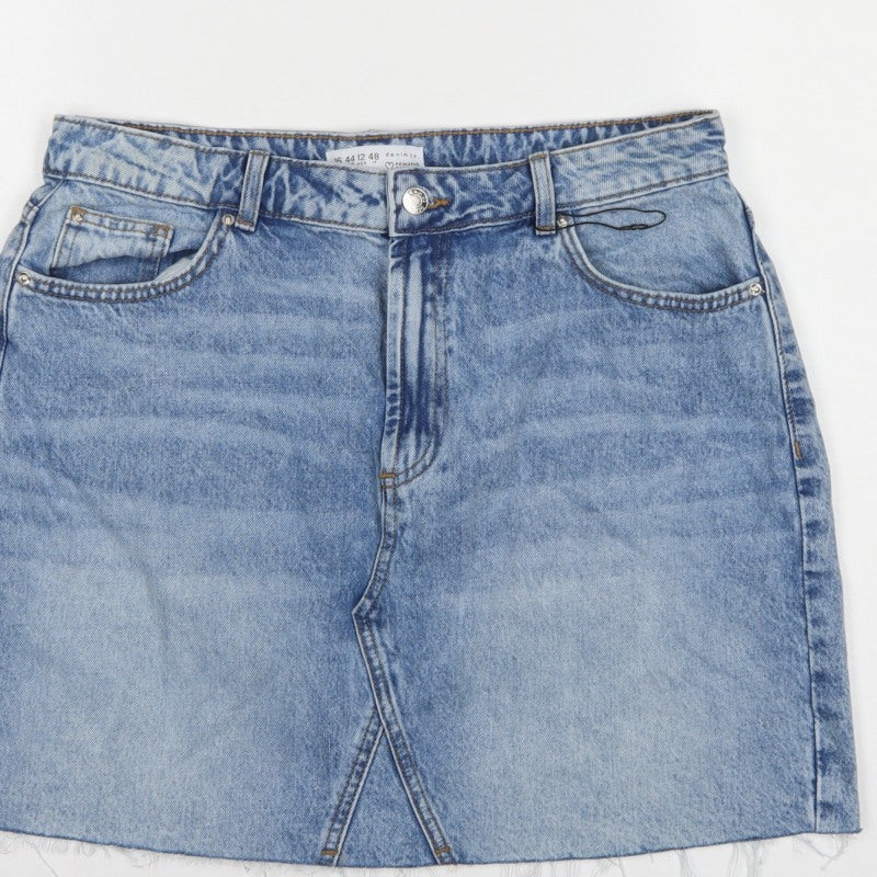 Primark Women Blue UK 16 High Rise Denim Mini Pencil Skirt Pockets