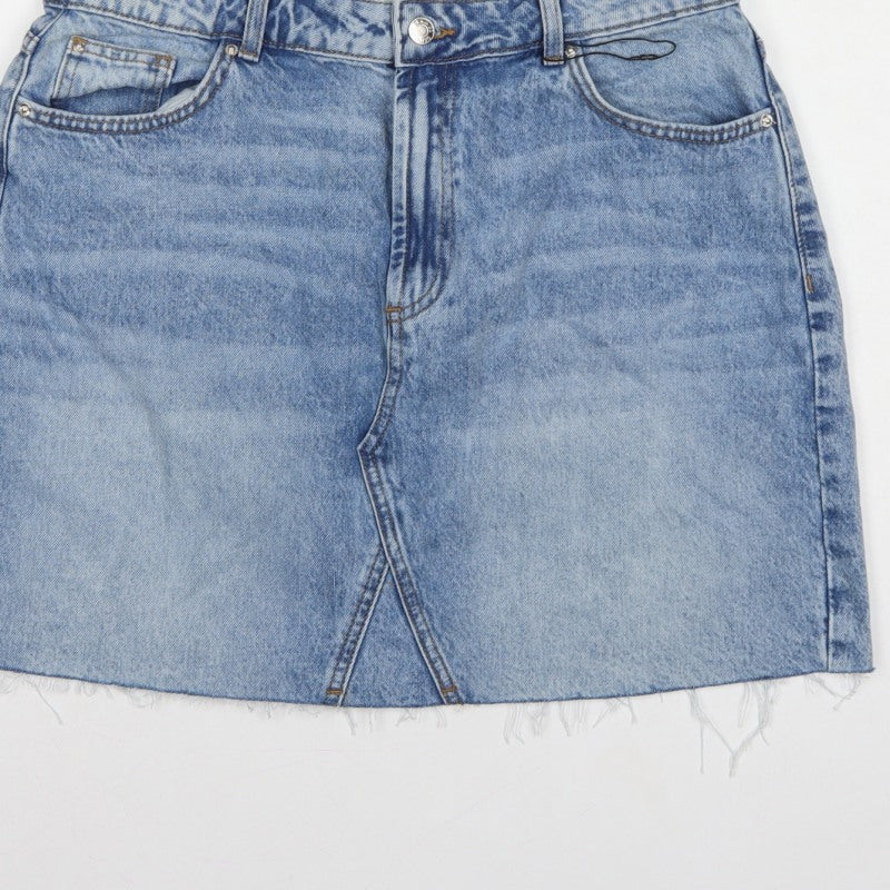 Primark Women Blue UK 16 High Rise Denim Mini Pencil Skirt Pockets