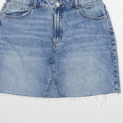 Primark Women Blue UK 16 High Rise Denim Mini Pencil Skirt Pockets