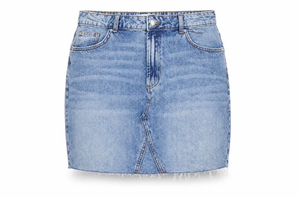 Primark Women Blue UK 16 High Rise Denim Mini Pencil Skirt Pockets