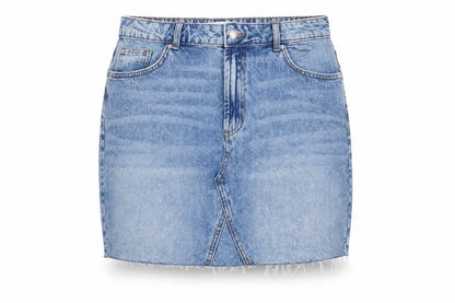 Primark Women Blue UK 16 High Rise Denim Mini Pencil Skirt Pockets