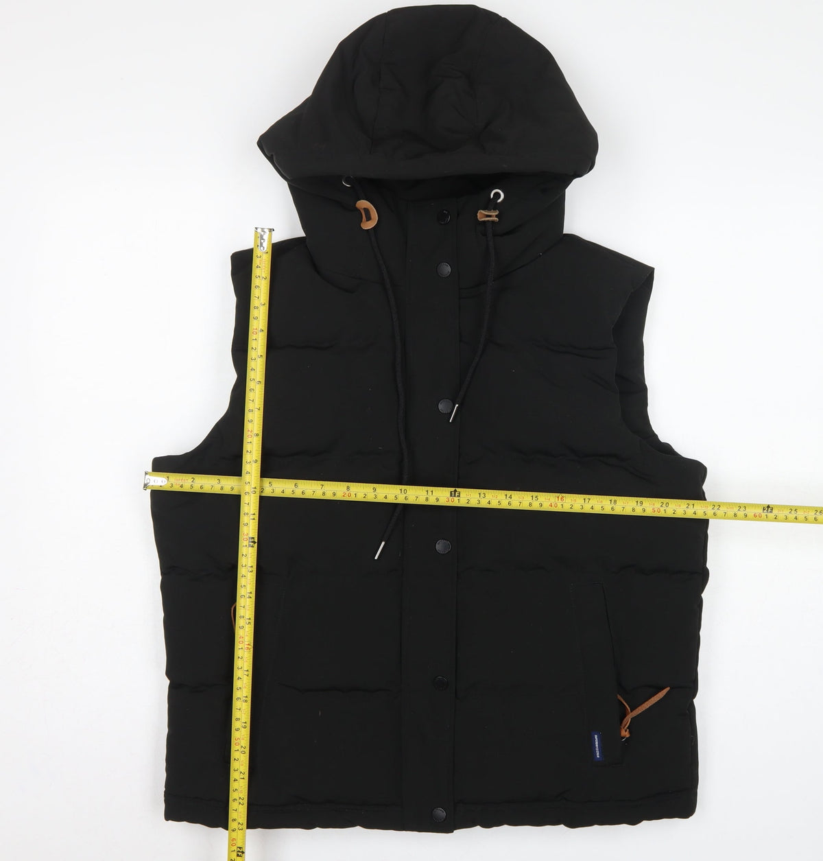 Superdry Women Black UK 14 Puffer Hooded Quilted Waistcoat Gilet