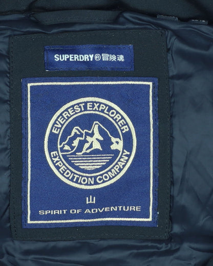 Superdry Women Black UK 14 Puffer Hooded Quilted Waistcoat Gilet