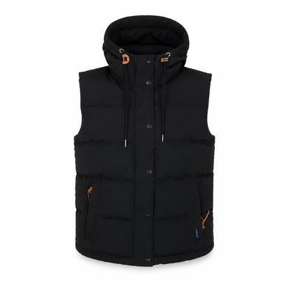 Superdry Women Black UK 14 Puffer Hooded Quilted Waistcoat Gilet