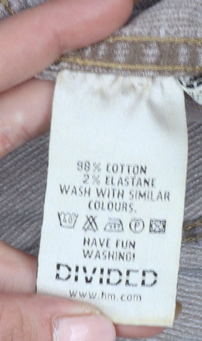 Divided H&M Women’s Beige Corduroy Flared Trousers UK 14 Low Rise