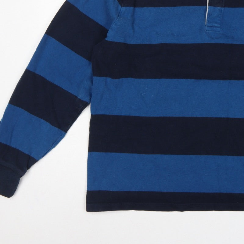 Additional view of Marks & Spencer Men's Blue XL Striped Long Sleeve Rugby Polo Shirt