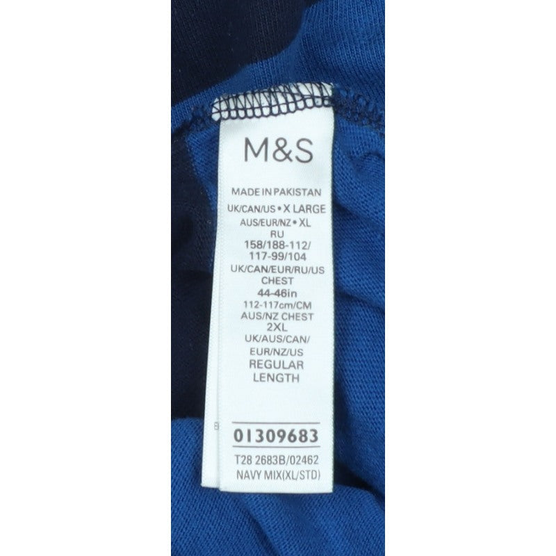 Additional view of Marks & Spencer Men's Blue XL Striped Long Sleeve Rugby Polo Shirt