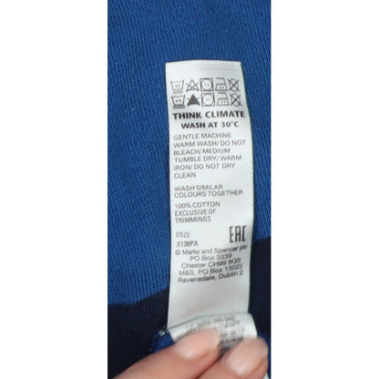 Additional view of Marks & Spencer Men's Blue XL Striped Long Sleeve Rugby Polo Shirt