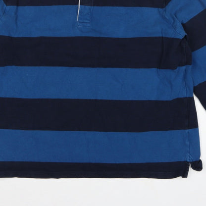 Additional view of Marks & Spencer Men's Blue XL Striped Long Sleeve Rugby Polo Shirt