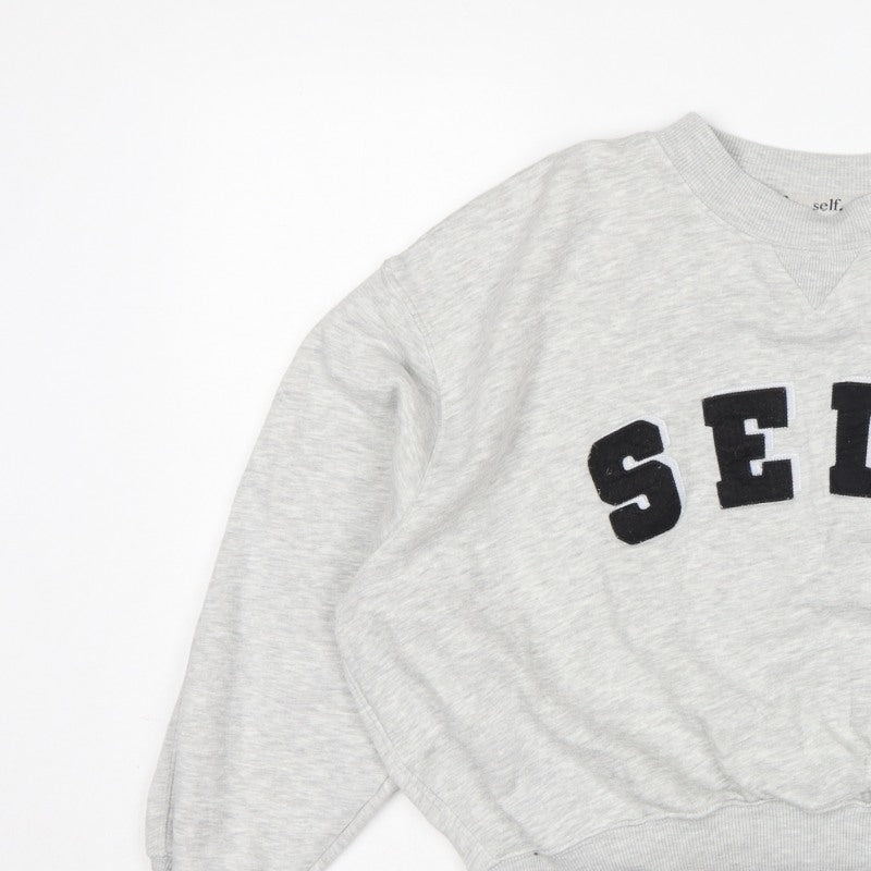 Next Women Grey S Pullover Sweatshirt Self Logo Crew Neck