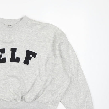 Next Women Grey S Pullover Sweatshirt Self Logo Crew Neck