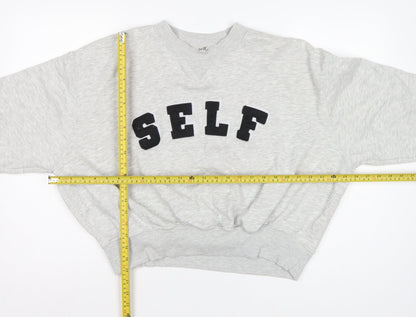 Next Women Grey S Pullover Sweatshirt Self Logo Crew Neck