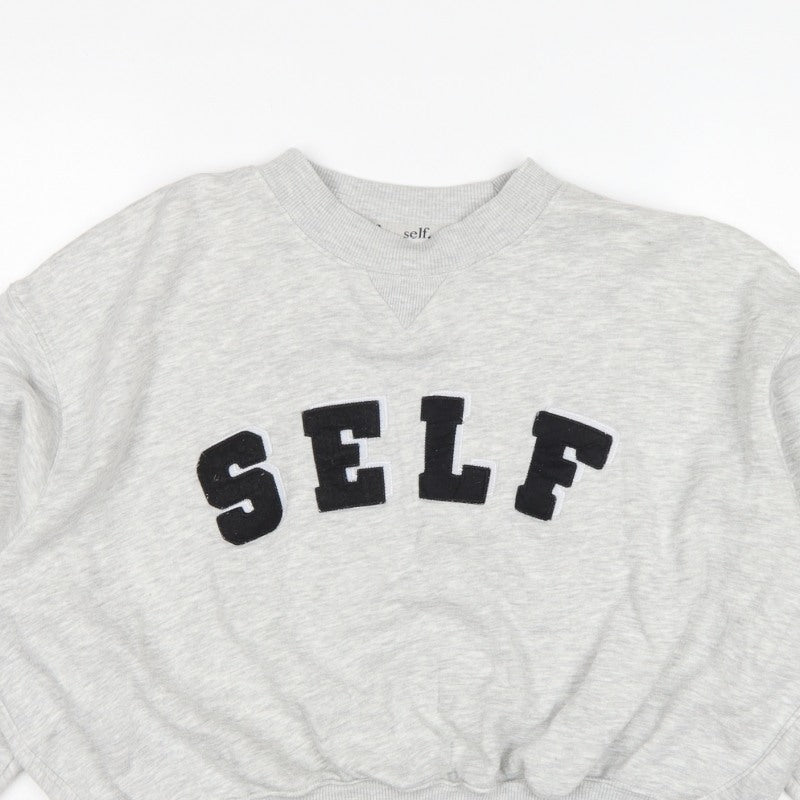 Next Women Grey S Pullover Sweatshirt Self Logo Crew Neck
