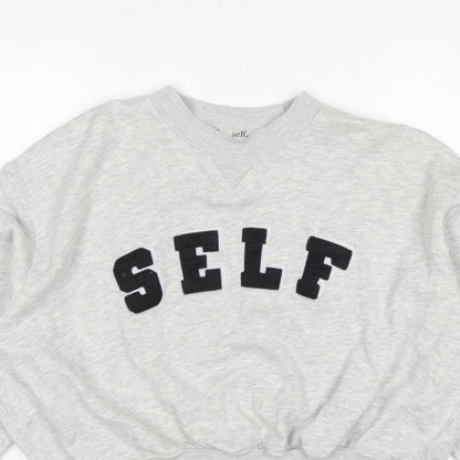 Next Women Grey S Pullover Sweatshirt Self Logo Crew Neck