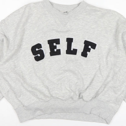 Next Women Grey S Pullover Sweatshirt Self Logo Crew Neck