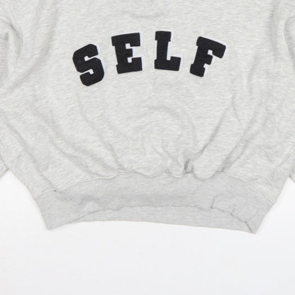 Next Women Grey S Pullover Sweatshirt Self Logo Crew Neck