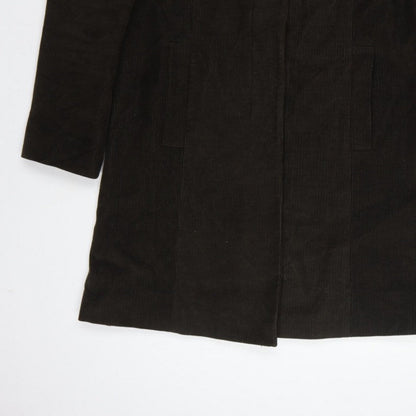 Per Una Women Brown M Corduroy Long Overcoat Leopard Lined