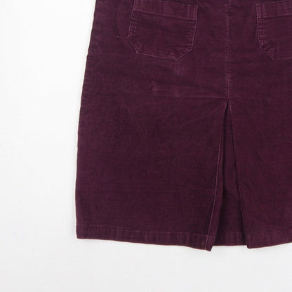 Fat Face Women Purple Size 10 Corduroy Pencil Knee Skirt Pockets