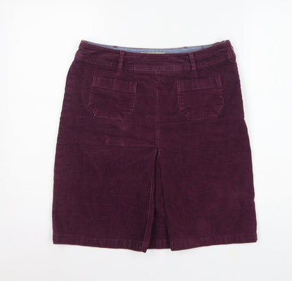 Fat Face Women Purple Size 10 Corduroy Pencil Knee Skirt Pockets