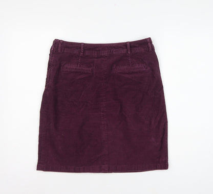 Fat Face Women Purple Size 10 Corduroy Pencil Knee Skirt Pockets
