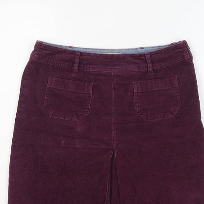 Fat Face Women Purple Size 10 Corduroy Pencil Knee Skirt Pockets