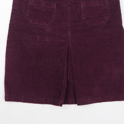 Fat Face Women Purple Size 10 Corduroy Pencil Knee Skirt Pockets