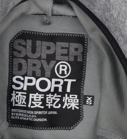 Superdry Women’s Grey Black XS Pullover Hoodie Logo Zip Pockets