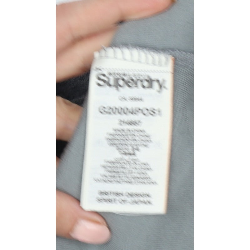 Superdry Women’s Grey Black XS Pullover Hoodie Logo Zip Pockets
