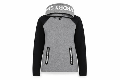 Superdry Women’s Grey Black XS Pullover Hoodie Logo Zip Pockets