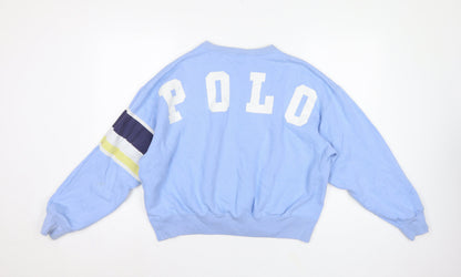 Polo Ralph Lauren Women Blue M Pullover Sweatshirt Logo Colourblock