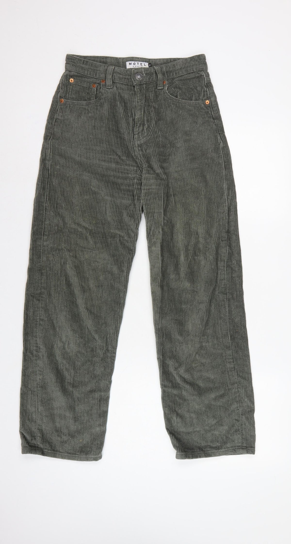 Motel Women’s Green XS High Rise Straight Corduroy Trousers