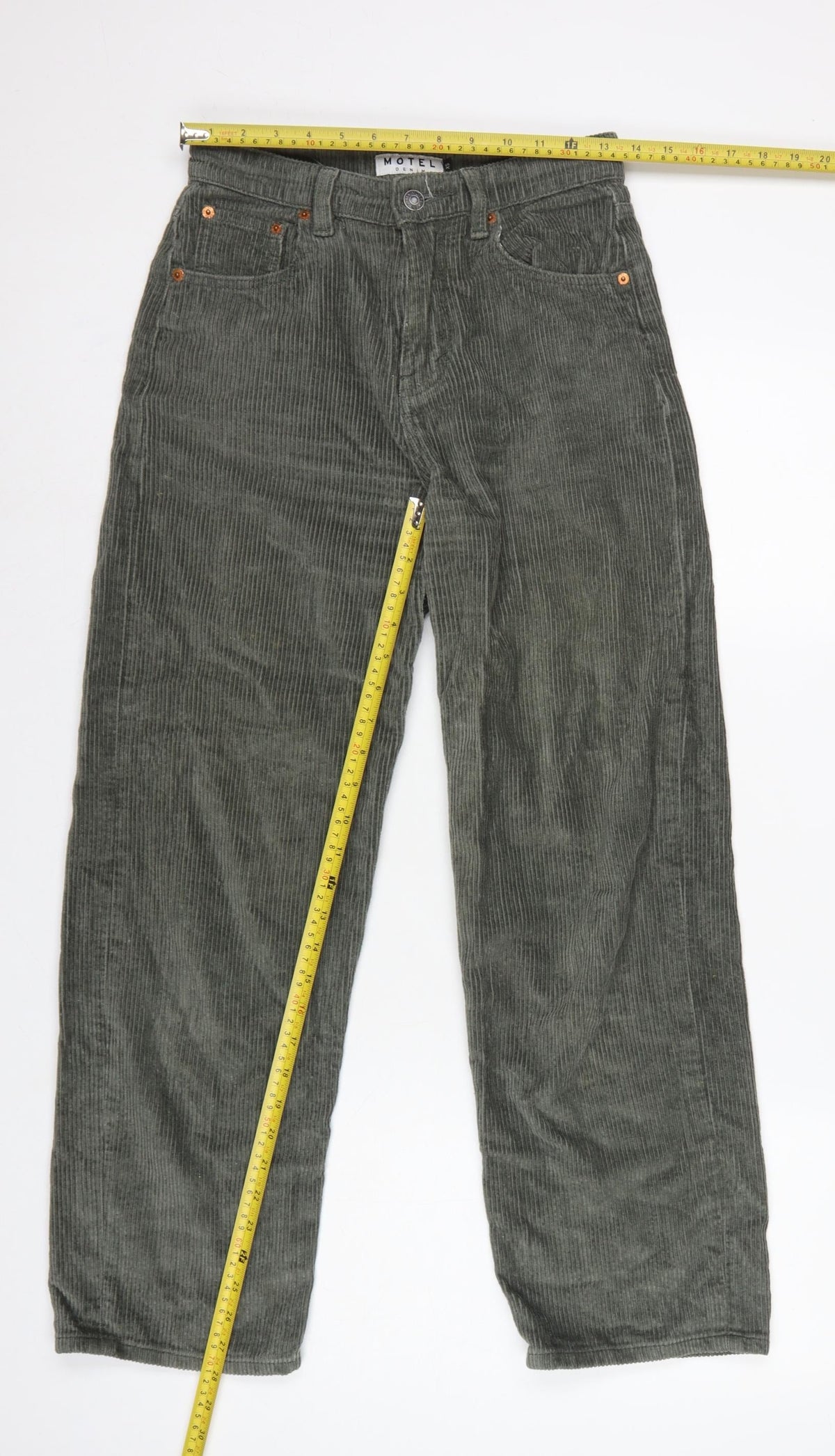 Motel Women’s Green XS High Rise Straight Corduroy Trousers