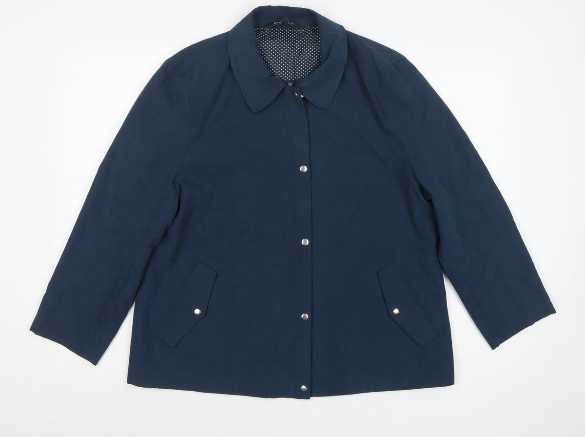 Bonmarché Women’s Navy Blue Size 16 Collared Lightweight Snap Jacket