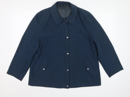 Bonmarché Women’s Navy Blue Size 16 Collared Lightweight Snap Jacket