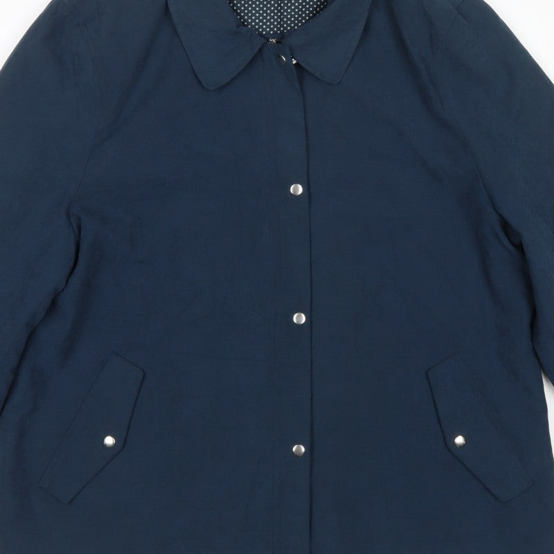 Bonmarché Women’s Navy Blue Size 16 Collared Lightweight Snap Jacket