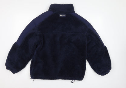 Bershka Women Blue S Teddy Fleece Jacket Full Zip Outdoor