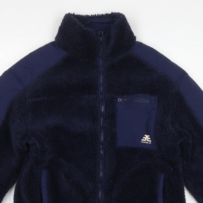 Bershka Women Blue S Teddy Fleece Jacket Full Zip Outdoor