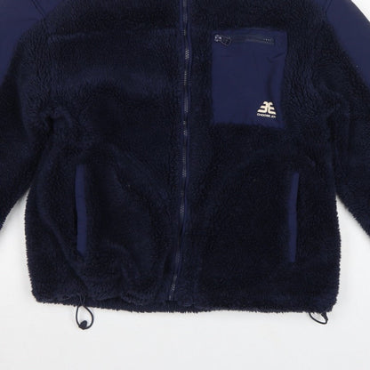 Bershka Women Blue S Teddy Fleece Jacket Full Zip Outdoor