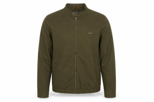 Front view of T-Base Men's Green Small Cotton Stretch Basic Zip Jacket Lined
