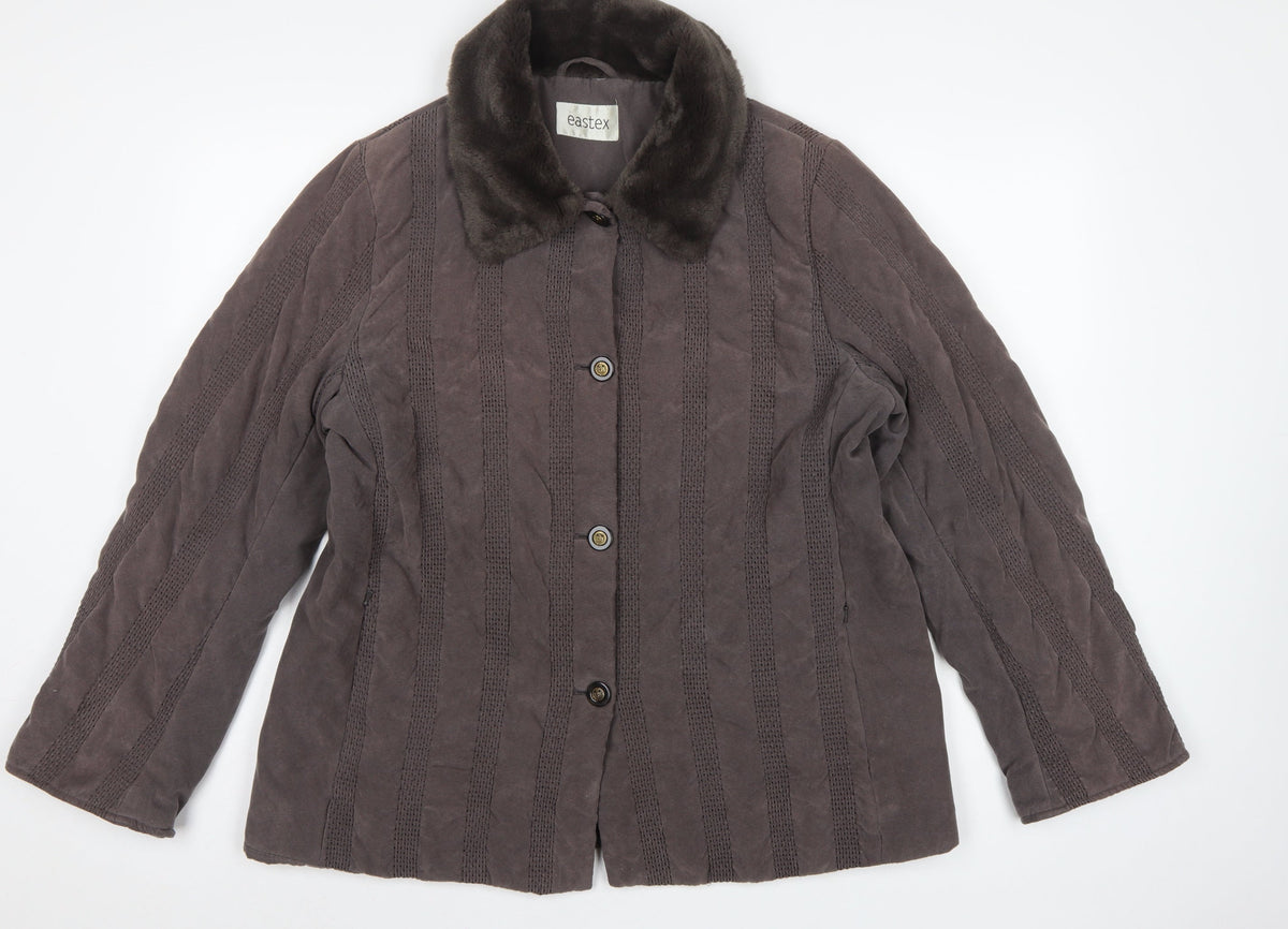 Eastex Women's Brown UK 14 Basic Jacket Faux Fur Collar Lined