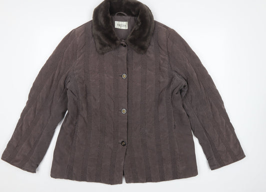 Eastex Women's Brown UK 14 Basic Jacket Faux Fur Collar Lined