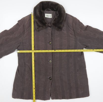 Eastex Women's Brown UK 14 Basic Jacket Faux Fur Collar Lined