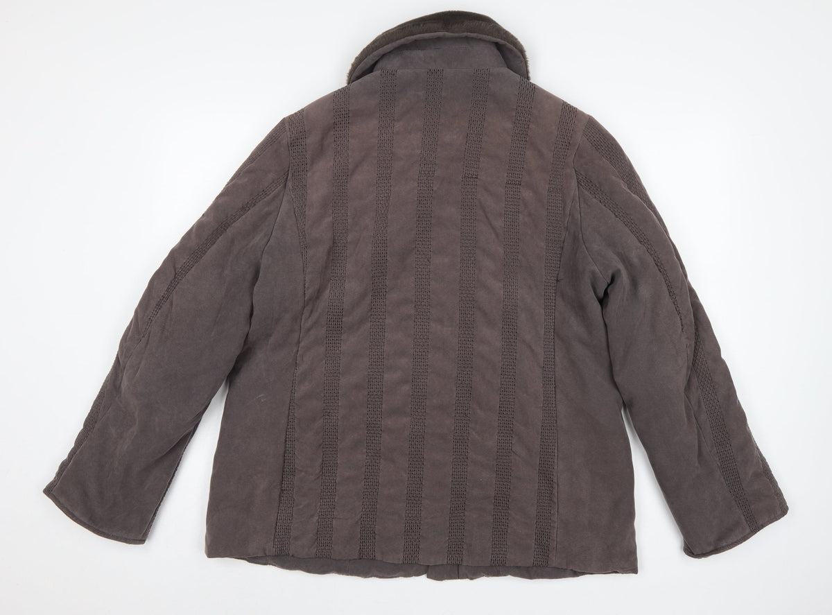 Eastex Women's Brown UK 14 Basic Jacket Faux Fur Collar Lined