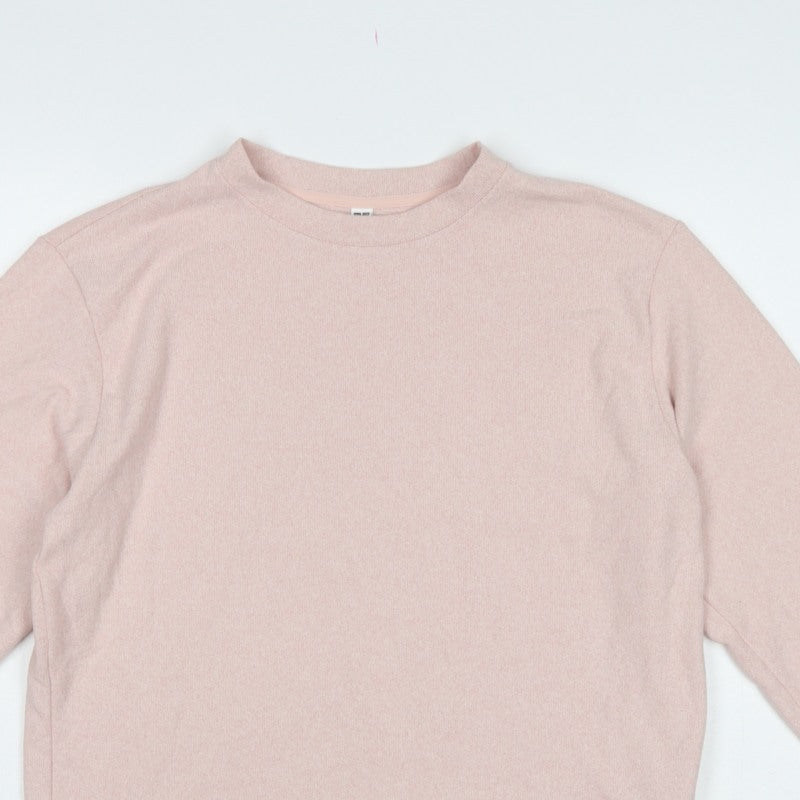 Uniqlo Women Pink XS Basic Crew Neck Long Sleeve Knit Top