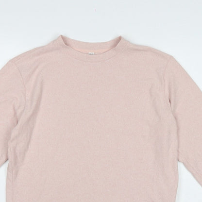 Uniqlo Women Pink XS Basic Crew Neck Long Sleeve Knit Top